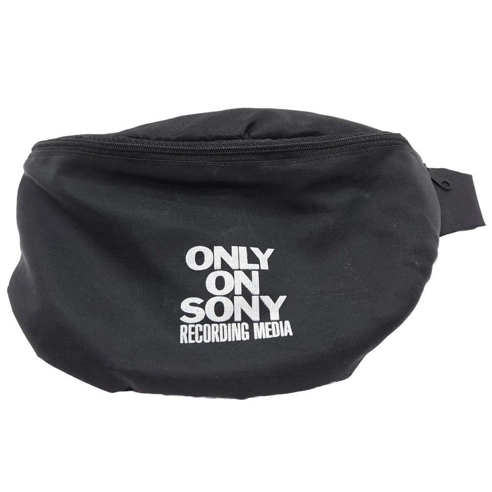Vintage Only On Sony Recording Media Fanny Pack Adjustable Waist Bag Black‎
